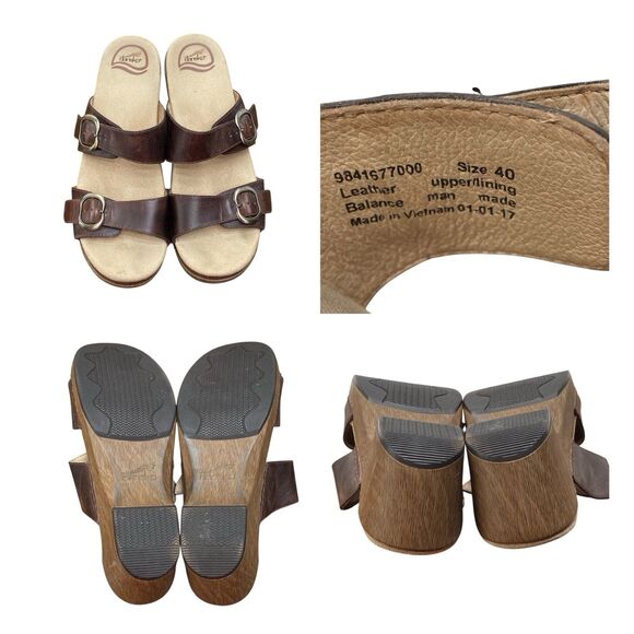 Dansko Ladies 40/9.5-10 Sophie Brown Platform strap Buckle Slide Sandals - Picture 7 of 7